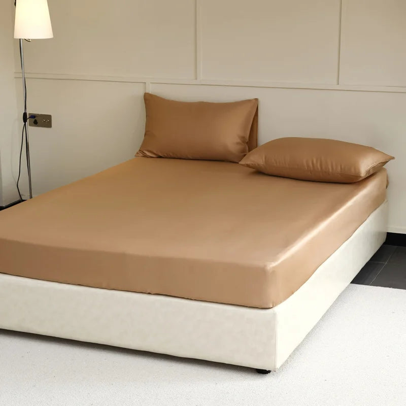 Natural 100% Silk Fitted Sheet with Elastic Bands-