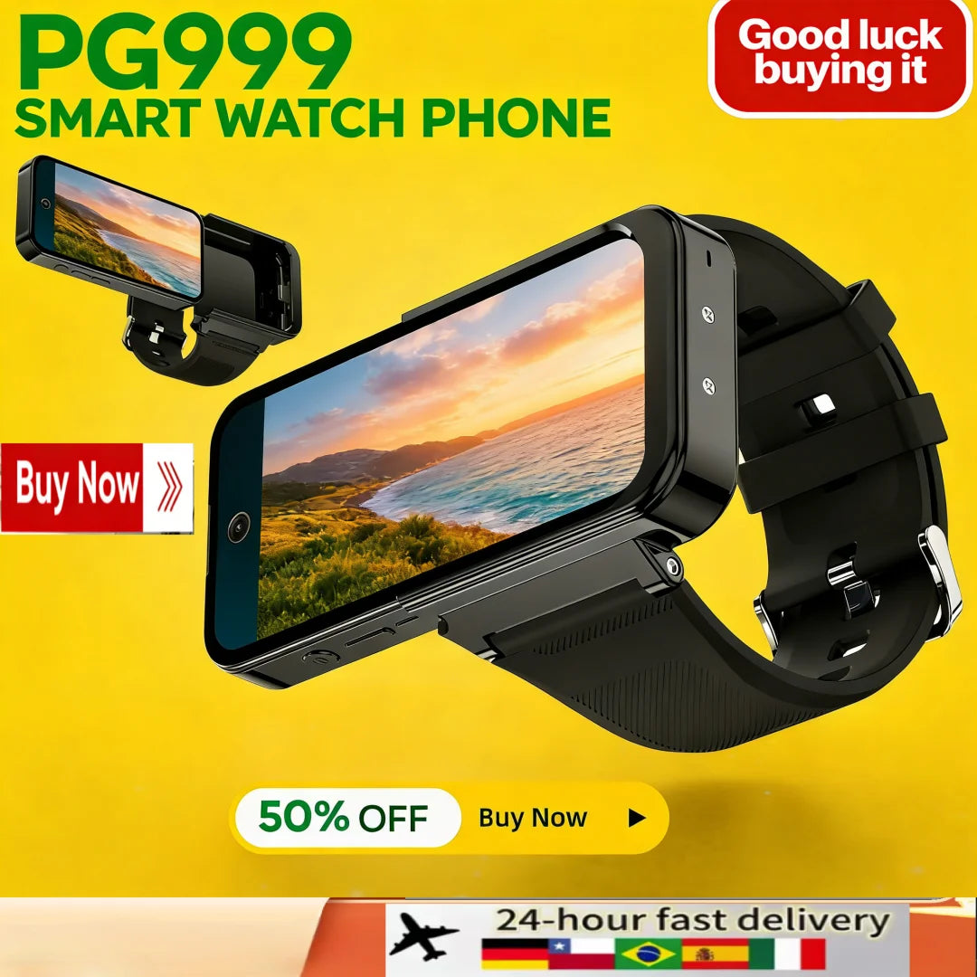PGD 4G Smart Watch Phone – GPS, Dual SIM, 8MP Camera, Android 12, 64GB