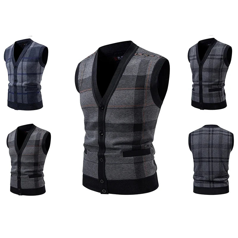 Men's Knitted Wool Vest Cardigan