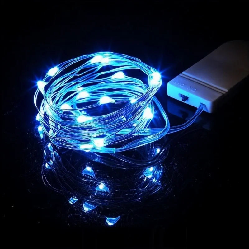 LED Fairy Lights Battery Operated | Waterproof Silver Wire Firefly Starry Lights