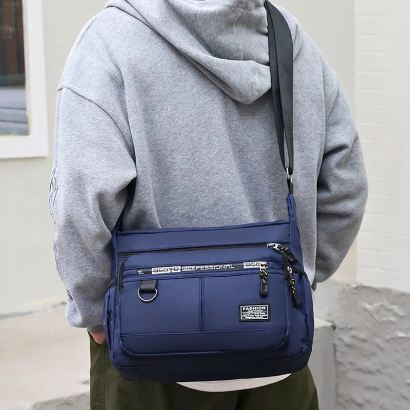 Men's Business Crossbody Bag with Multi-Layered Pockets-