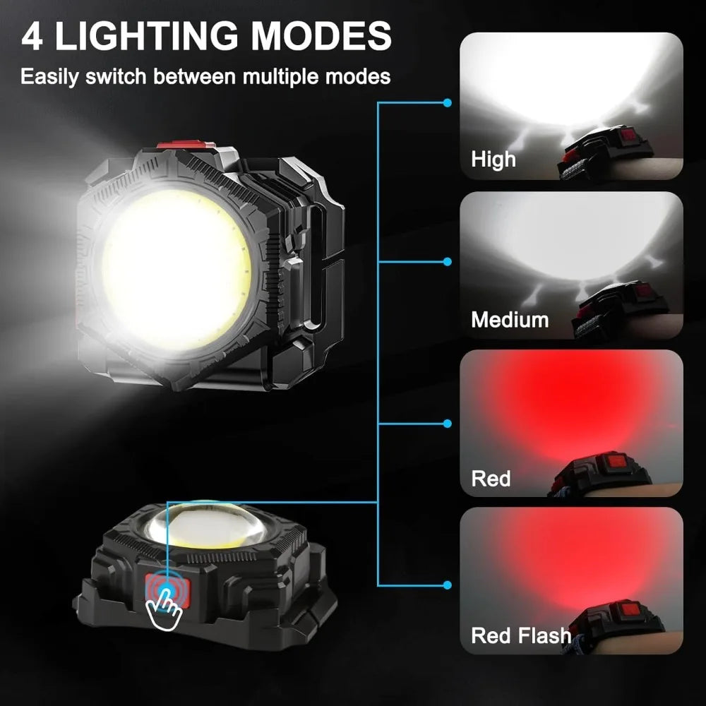 COB LED Wrist Light Torch – 500 Lumens, 4 Modes & USB-C Rechargeable | Hands-Free Running & Camping Light