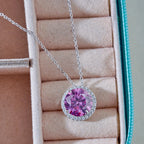 Joyce Jelly S925 Sterling Silver Moissanite Necklace – 5CT 11mm Coloured Gemstone Pendant