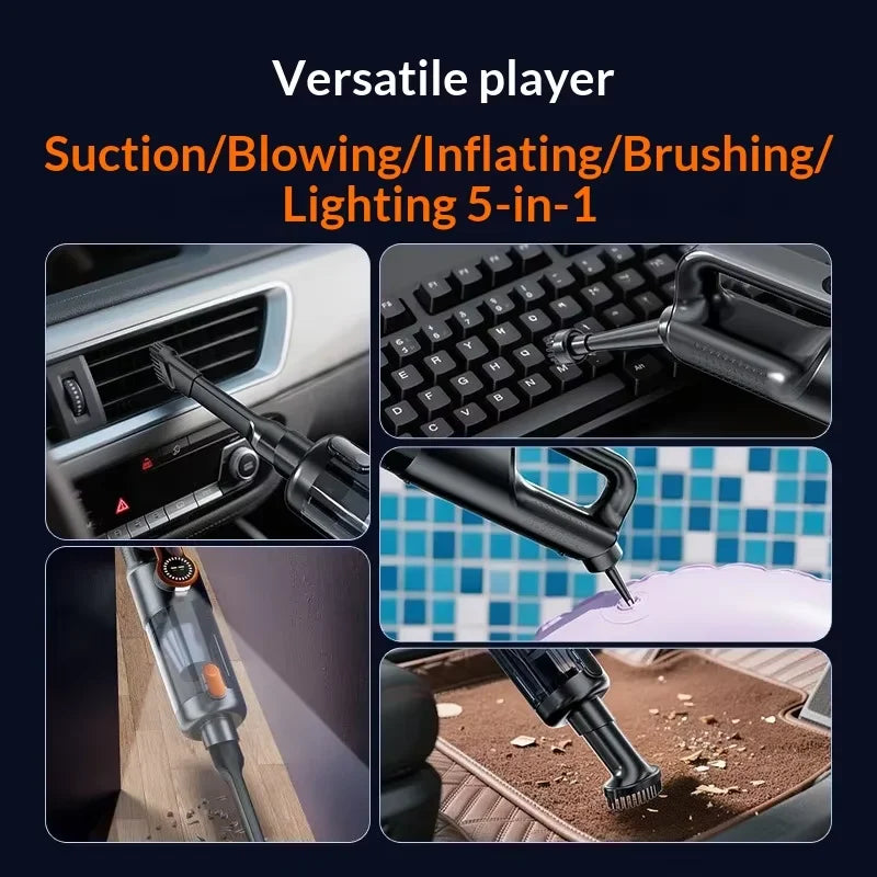 Multifunctional tool with various attachments on a dark background