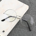 Retro Round Blue Light Blocking Glasses – Silver, Black & Gold