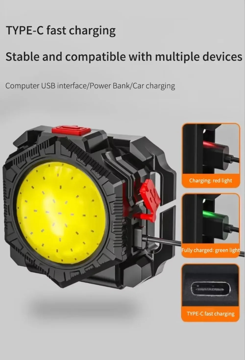 COB LED Wrist Light Torch – 500 Lumens, 4 Modes & USB-C Rechargeable | Hands-Free Running & Camping Light
