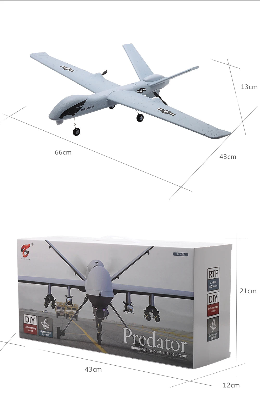 Z51 Predator RC Glider | 2.4GHz Foam Plane with LED Lights — Beginner Friendly