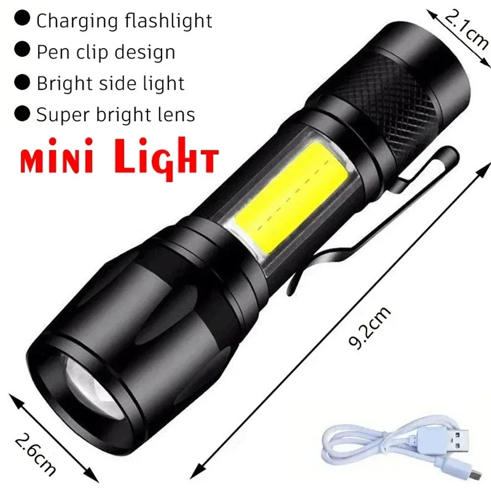 High Lumen Tactical Flashlight – Telescopic Zoom, Digital Display & USB-C Rechargeable