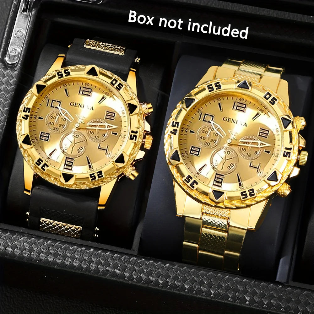 different bands on two gold watches