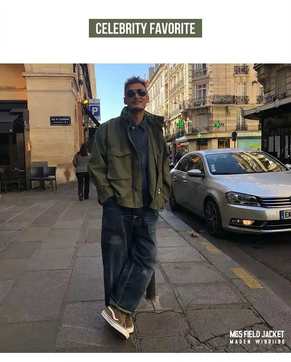 Retro M65 Jacket for Men – Green Outdoor Windbreaker