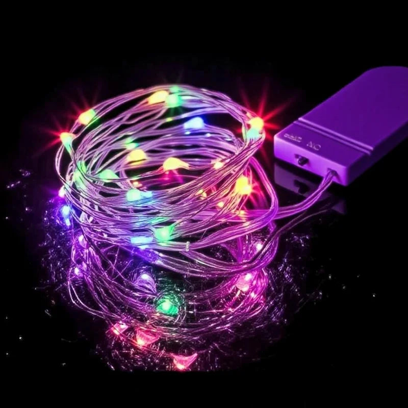 LED Fairy Lights Battery Operated | Waterproof Silver Wire Firefly Starry Lights
