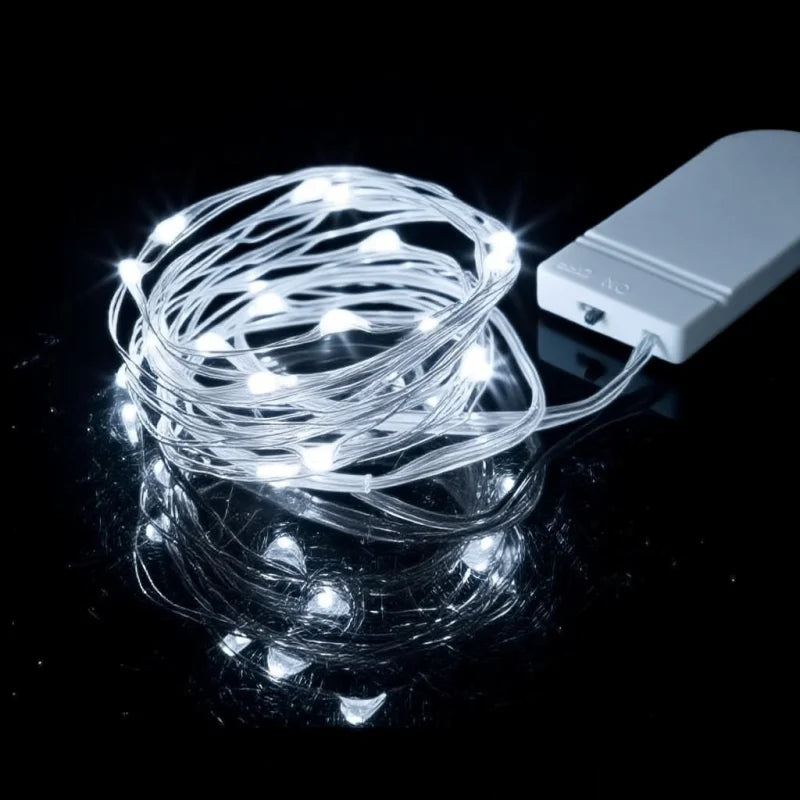 LED Fairy Lights Battery Operated | Waterproof Silver Wire Firefly Starry Lights