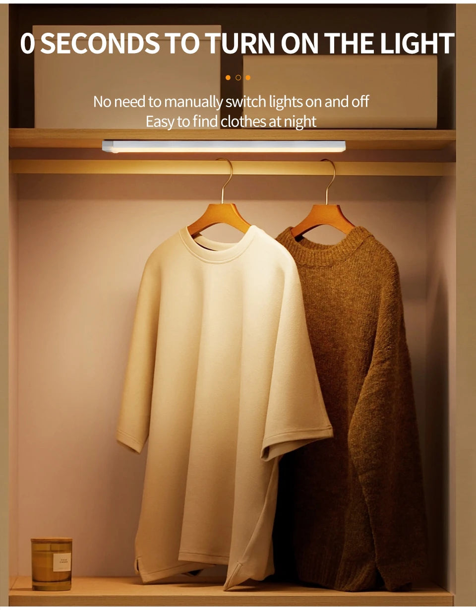 1-4Pcs Rechargeable PIR Motion Sensor LED Bar Light