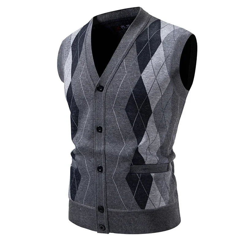 Men's Knitted Wool Vest Cardigan