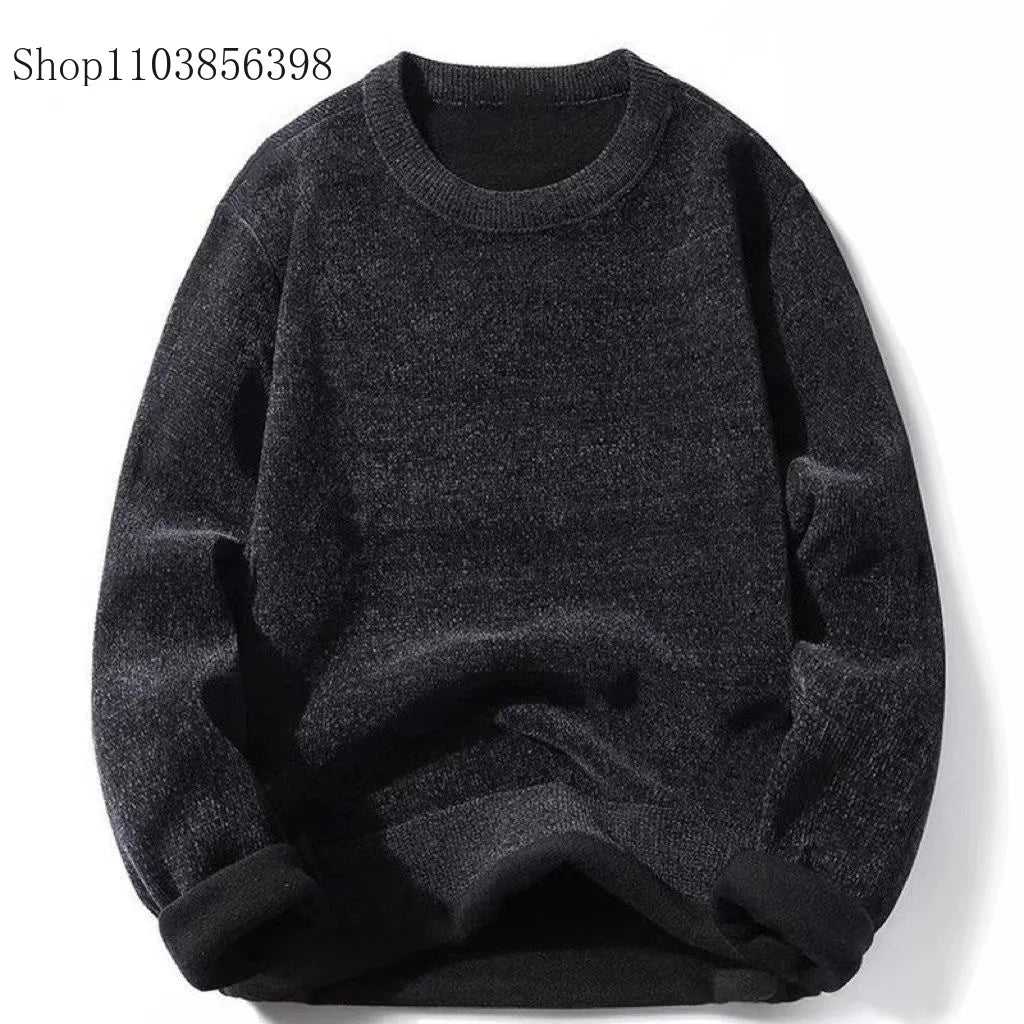 Men's Wool Blend Pullover Sweater – Warm O-Neck Knit Jumper