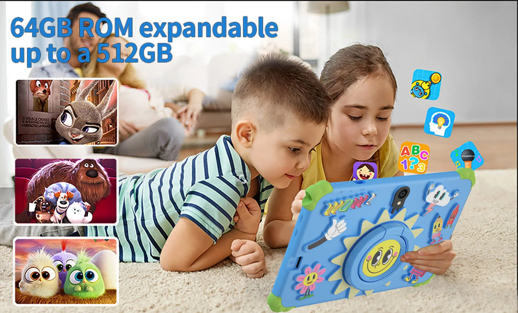 BDF 7-Inch Kids Android 13 Tablet — 4GB RAM, 64GB Storage, Dual Camera, WiFi & Bluetooth | Pink & Blue