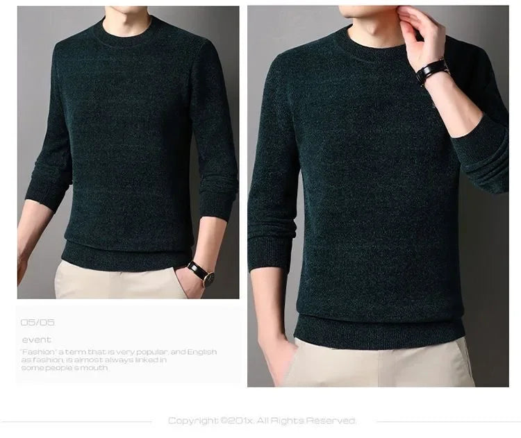 Men's Wool Blend Pullover Sweater – Warm O-Neck Knit Jumper
