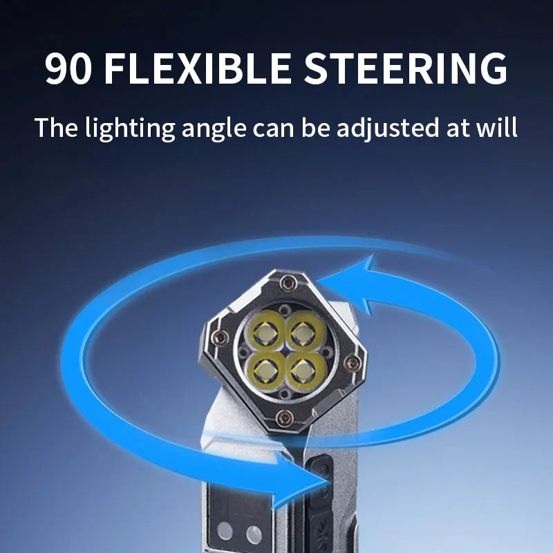 GUIG KH-T130 Multifunctional Rechargeable LED Torch – Digital Display, RGB Side Light, USB-C