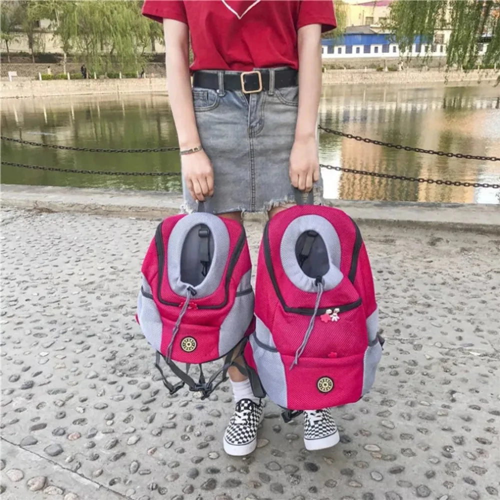 Breathable Pet Backpack Carrier – Front & Back Travel Bag with Safety Reflective Strips | S–L