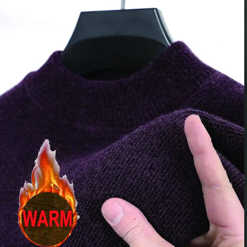 Men's Wool Blend Pullover Sweater – Warm O-Neck Knit Jumper