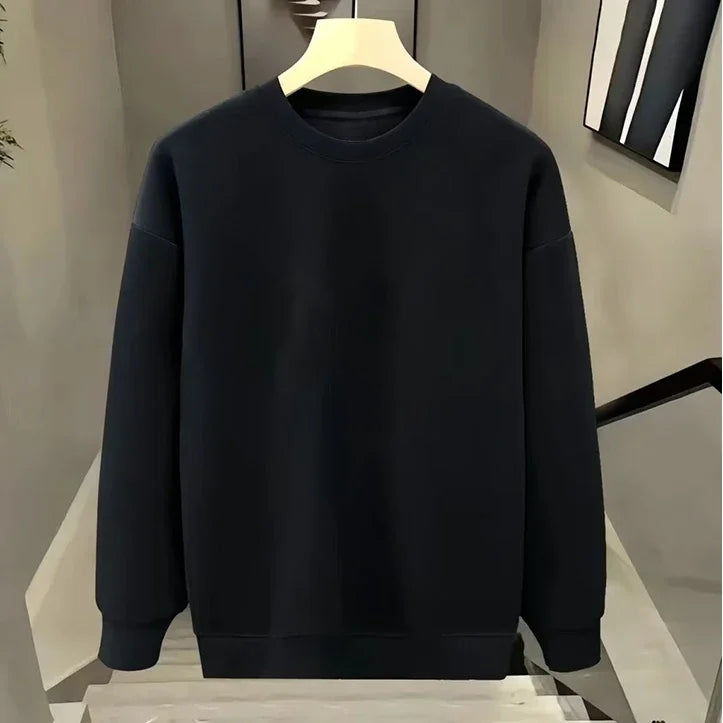 Men's Heavyweight Fleece Pullover Sweatshirt – Round Neck | Black & White | Autumn Winter-