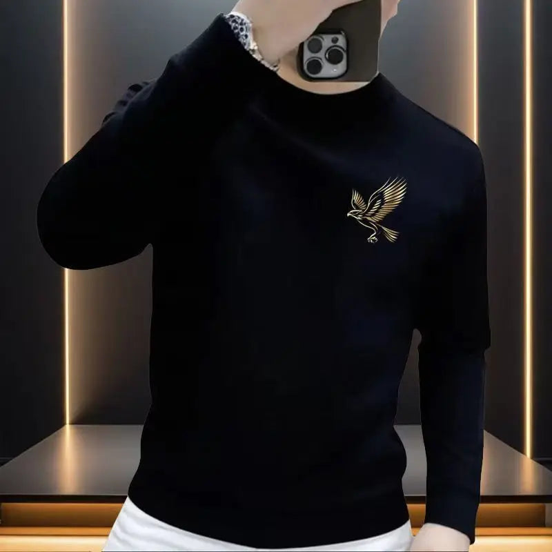 Men's Heavyweight Fleece Pullover Sweatshirt – Round Neck | Black & White | Autumn Winter-