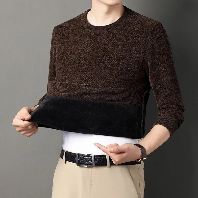 Men's Wool Blend Pullover Sweater – Warm O-Neck Knit Jumper