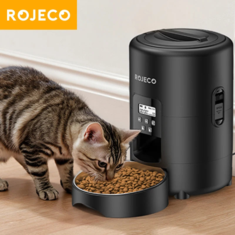 ROJECO 2L Automatic Pet Feeder – Smart Timed Cat & Dog Food Dispenser (Button & WiFi Versions)