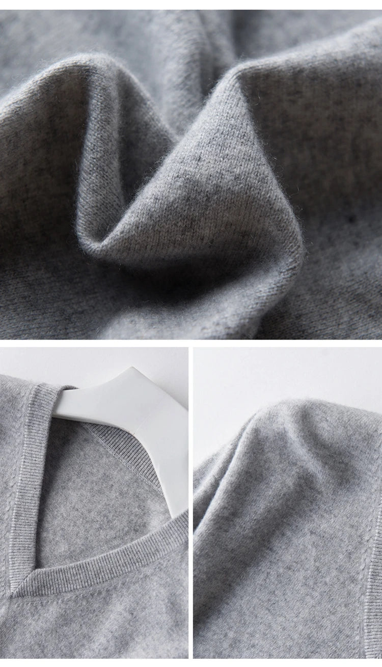 Men's Classic Cashmere Cotton Pullover Sweater – V-Neck & O-Neck
