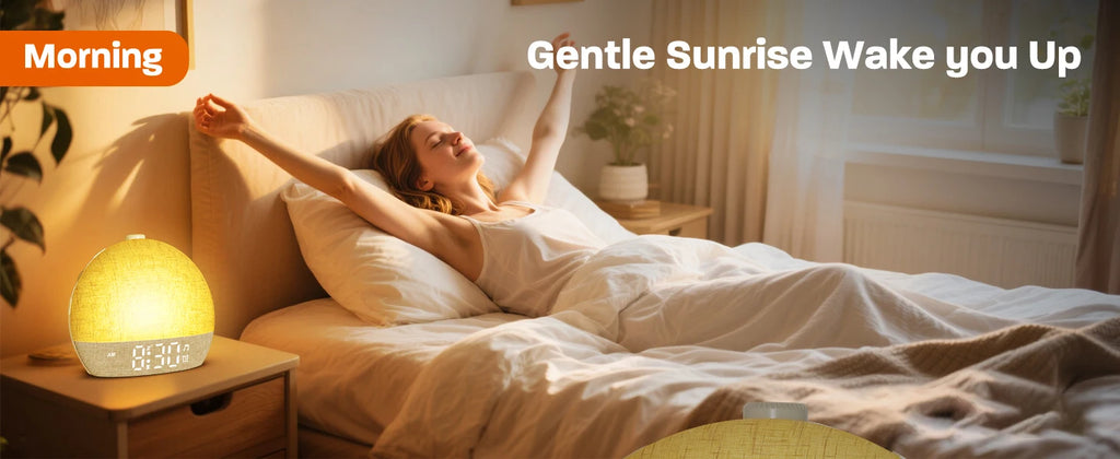 Wake Up Light Sunrise Alarm Clock — Sunset Simulation, White Noise, FM Radio & Dimmable RGB Night Light