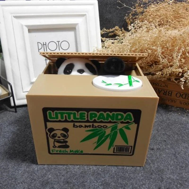 Animal Coin Stealing Piggy Bank | Kids Money Box — Cat & Panda Designs