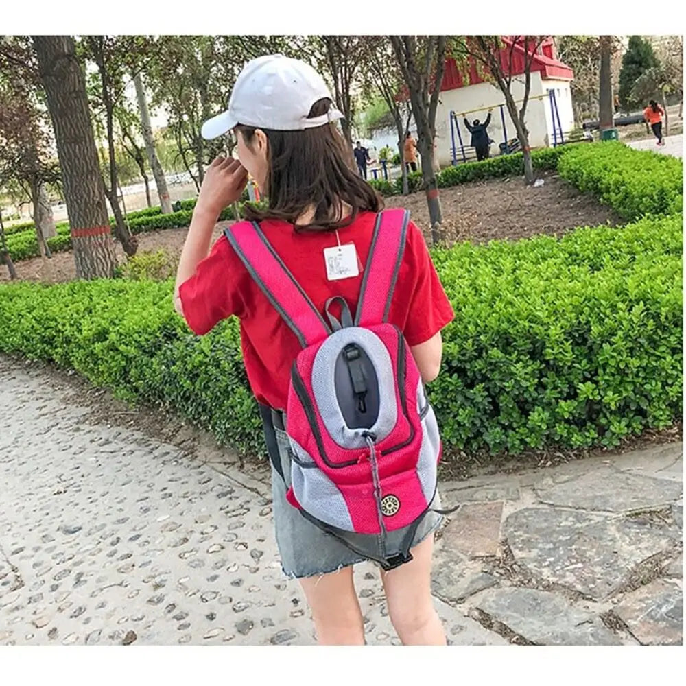 Breathable Pet Backpack Carrier – Front & Back Travel Bag with Safety Reflective Strips | S–L