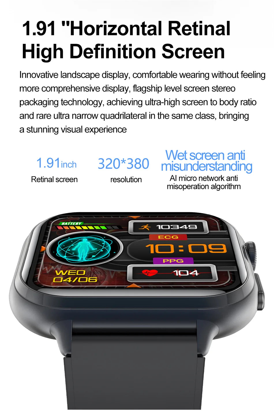 Medical Grade ECG & PPG Smart Watch | Blood Sugar, BMI, Uric Acid & Bluetooth Calling