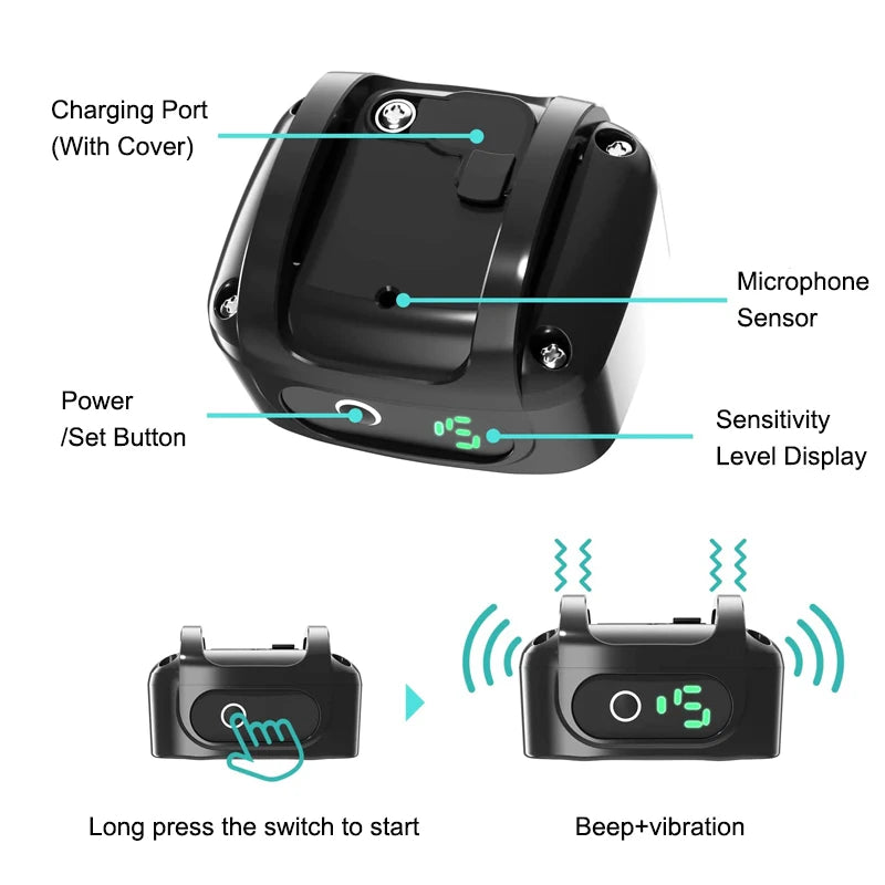 Anti Bark Collar for Dogs – Ultrasonic Vibration Training Collar with IP67 Waterproof & USB Rechargeable