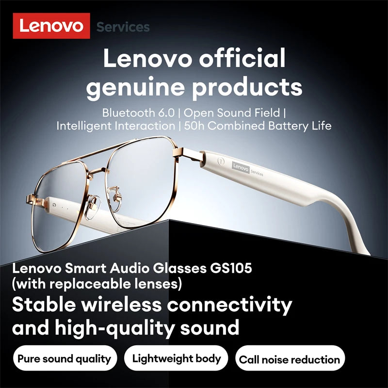 Lenovo GS105 Smart Audio Glasses | Bluetooth 6.0, ENC Noise Cancellation & HD Calls