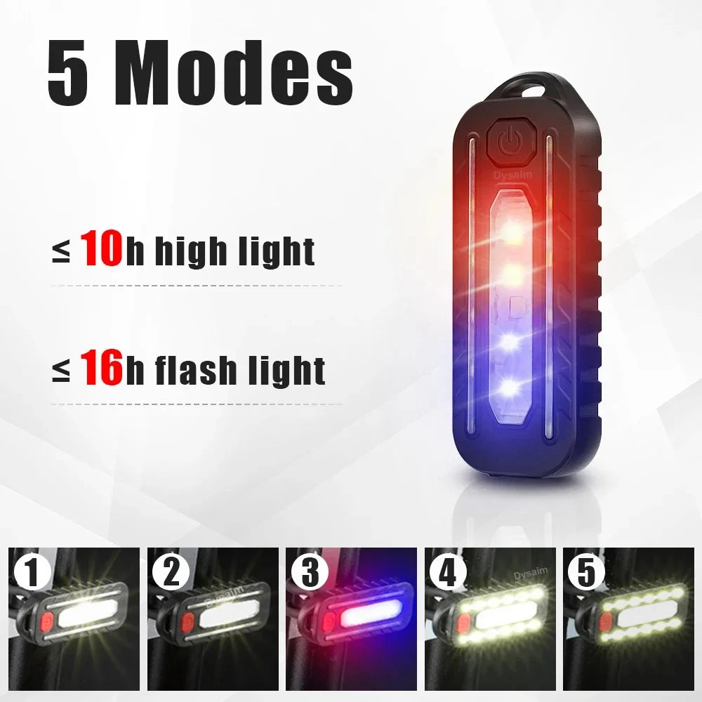 USB Rechargeable LED Torch – 5 Modes, Red/Blue Warning Flash & Shoulder Clip