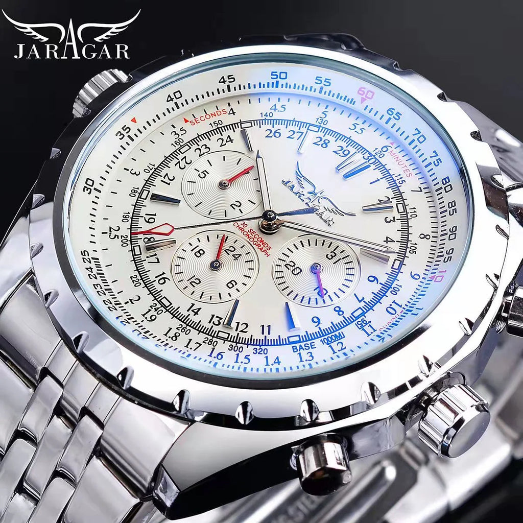 Up close Silver High  end mans watch