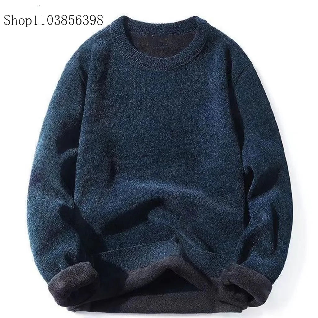 Men's Wool Blend Pullover Sweater – Warm O-Neck Knit Jumper