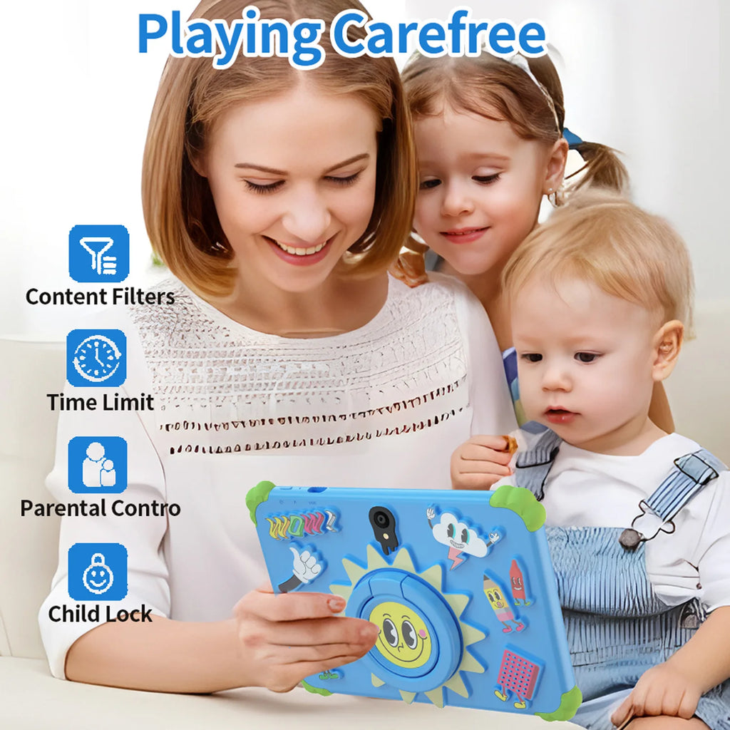 BDF 7-Inch Kids Android 13 Tablet — 4GB RAM, 64GB Storage, Dual Camera, WiFi & Bluetooth | Pink & Blue