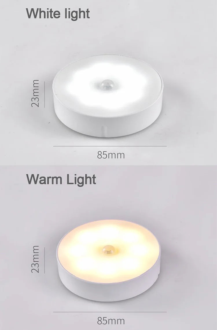 Wireless Motion Sensor Night Light – USB Rechargeable LED Puck Light