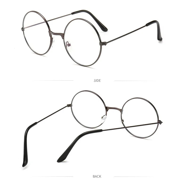 Retro Round Blue Light Blocking Glasses – Silver, Black & Gold