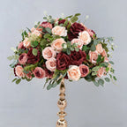 Artificial Red Rose & Green Leaf Flower Ball / Flower Row