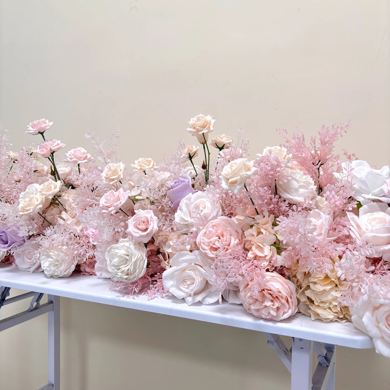 Artificial Mixed Rose & Hydrangea Flower Row – Wedding Backdrop & Event Wall Décor