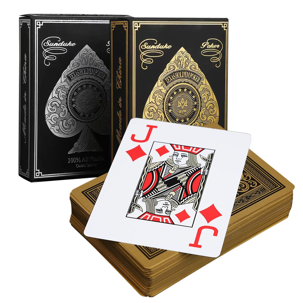Premium PVC Playing Cards — Gold/Silver Edge | Texas Hold'em
