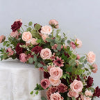 Artificial Red Rose & Green Leaf Flower Ball / Flower Row