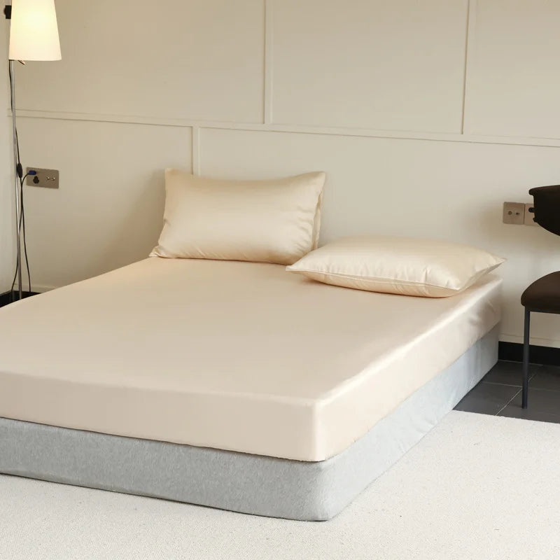 Natural 100% Silk Fitted Sheet with Elastic Bands-