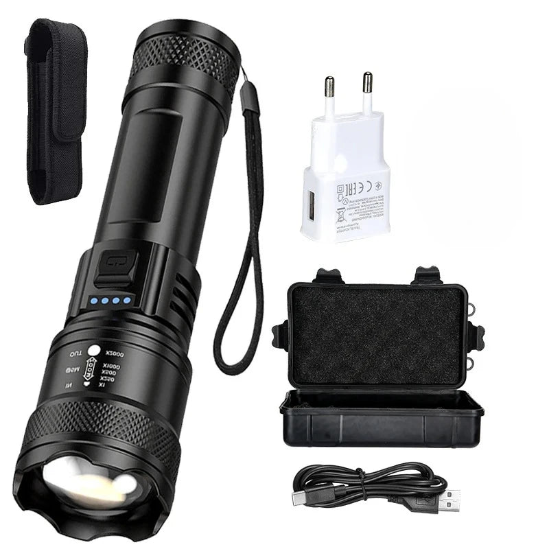 Super Bright Flashlight USB Rechargeable LED Long Range---