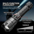 High Lumen Tactical Flashlight – Telescopic Zoom, Digital Display & USB-C Rechargeable