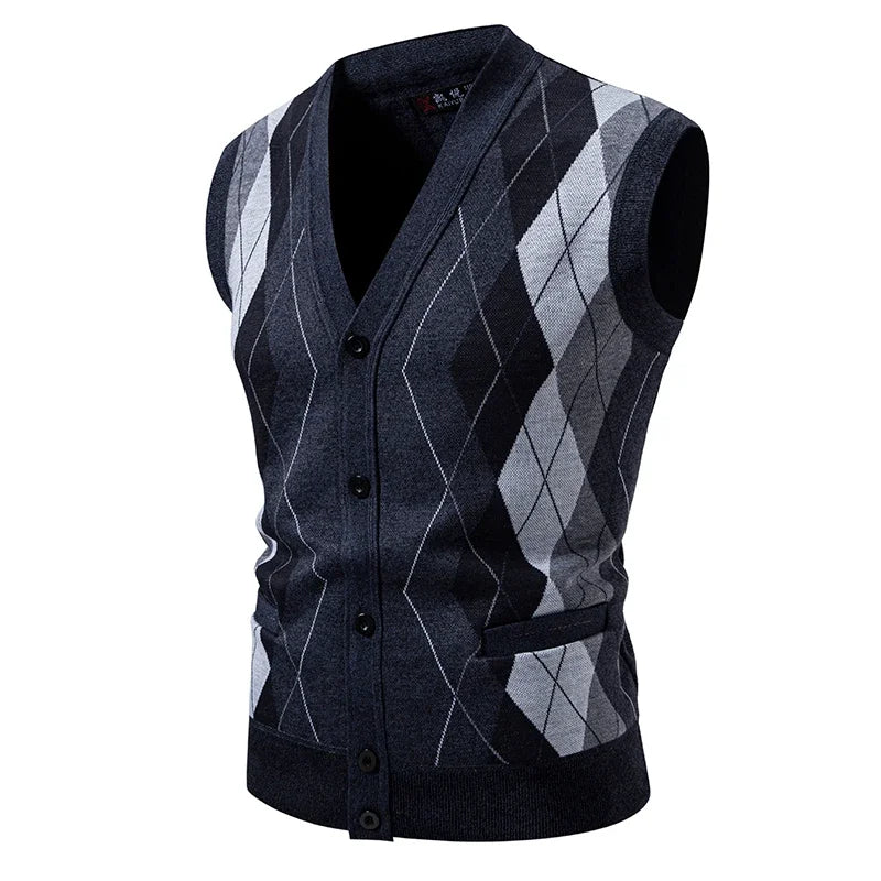 Men's Knitted Wool Vest Cardigan