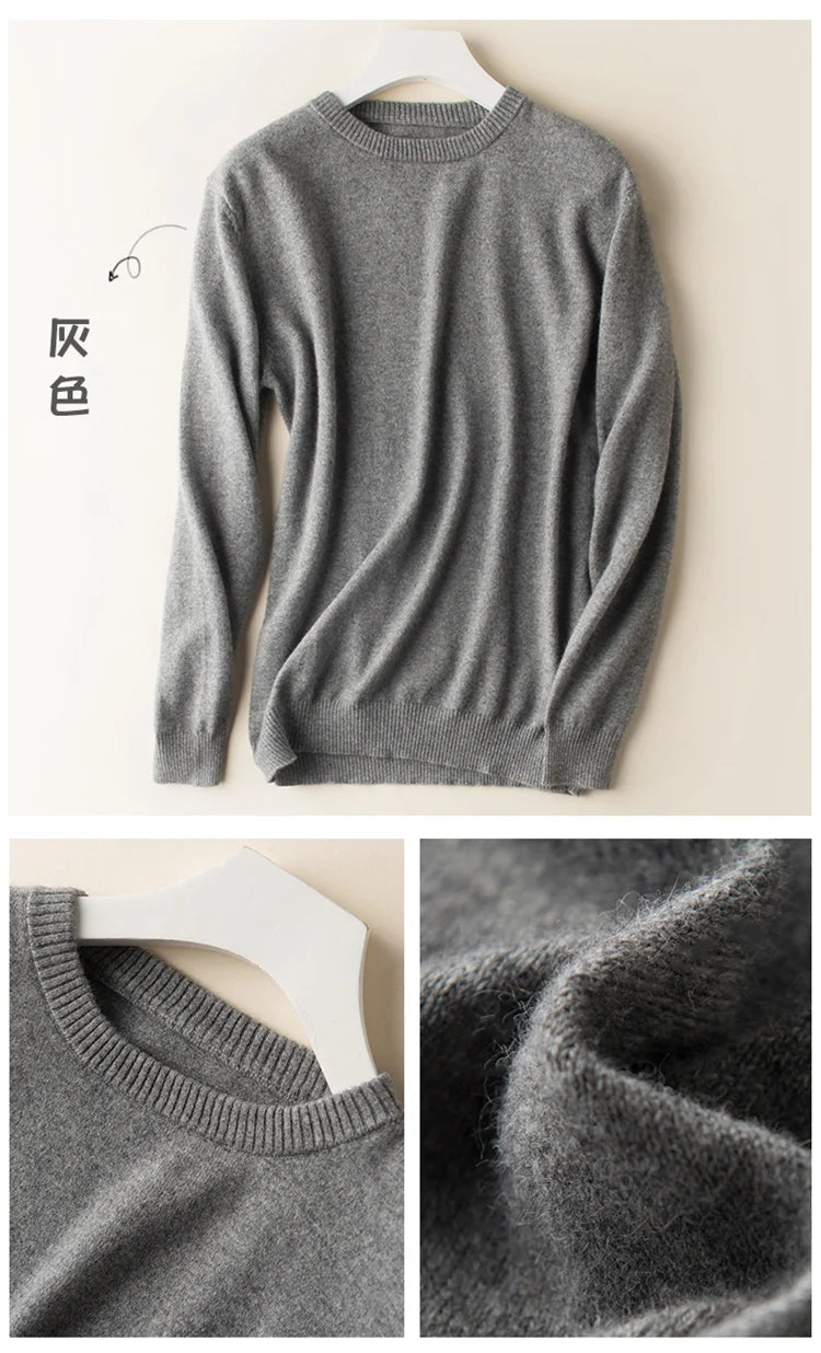 Men's Classic Cashmere Cotton Pullover Sweater – V-Neck & O-Neck